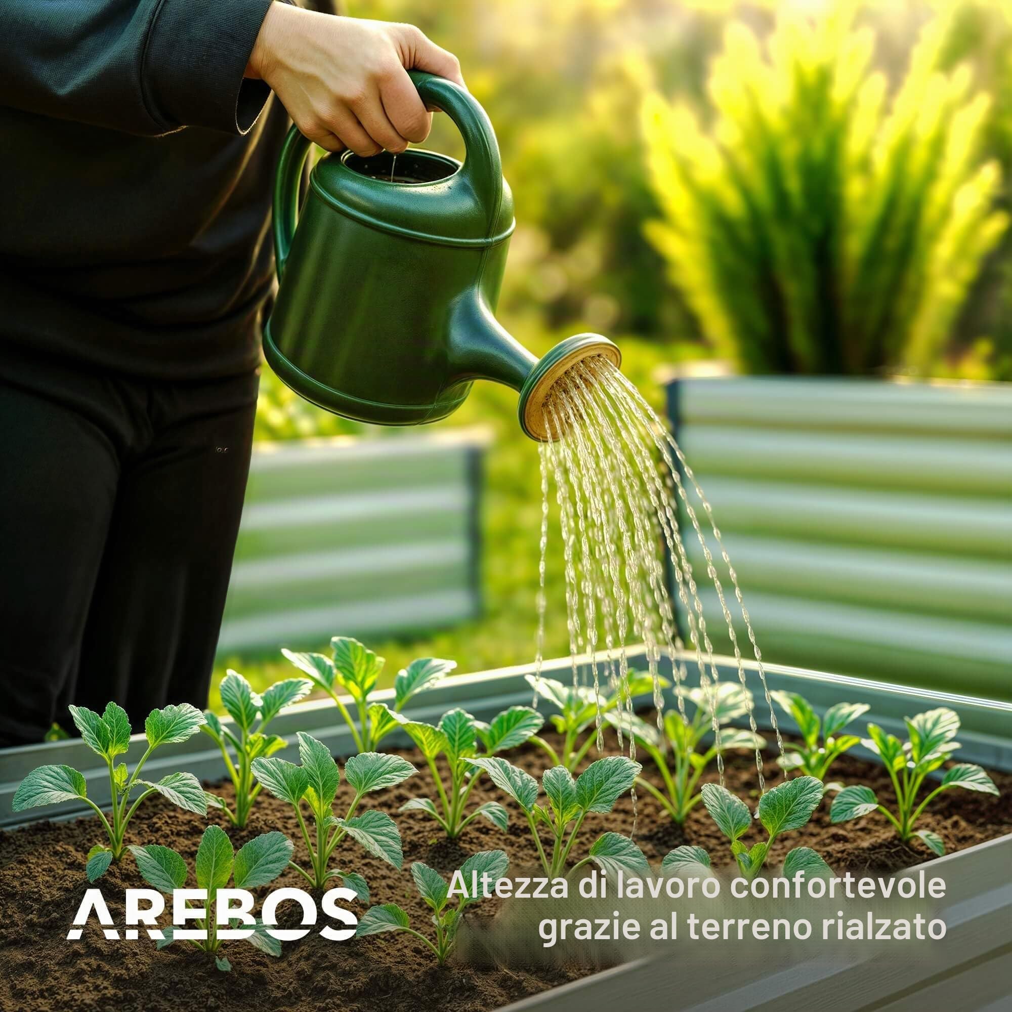 AREBOS Letto rialzato in metallo 120x90x59 cm | letto da giardino in acciaio zincato | letto per piante resistente alle intemperie e alla ruggine | letto rettangolare per orto e patio