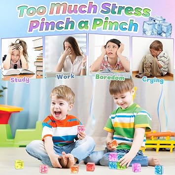 8Pcs Squishy Cube,Cube Squishy Fidget Toys, Stress Balls for Kids and Adults, Sensory Squeeze Toys for Anxiety Stress Relief for Family or Friend Gift Party