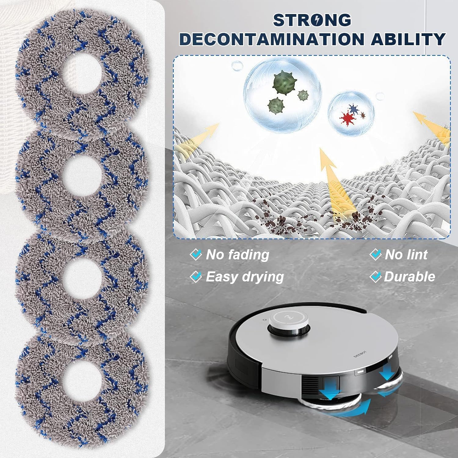 Replacement Accessaries Kit Set for ECOVACS DEEBOT X1 Omni Turbo T10 T20 Omni T20/T20 Max/T20 ProRobot Vacuum Cleaner, 1 Main Brush, 6 Side Brushes, 4 Filter, 4 Mop Pads, 4 Dust Bag