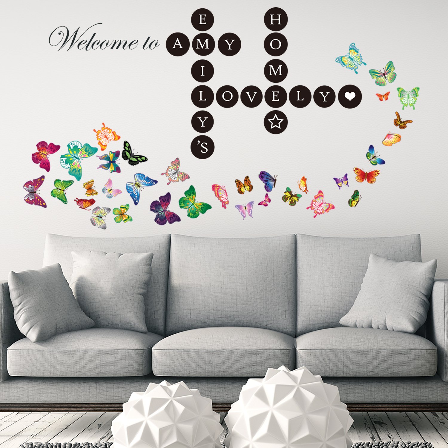 Walplus WS8006 Word Puzzles Walplus Butterflies Wall Sticker Murals Nursery Office Home Decoration, Multi-colour, 23.5 x 35 x 3 cm - Image 2