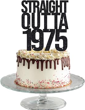 STRAIGHT OUTTA 1975 cake topper, 51 Birthday Cake Toppers-BLACK Glitter, 51 cake topper, 51st birthday decorations,51st Birthday Cake Topper, 51 Decorations for Cake