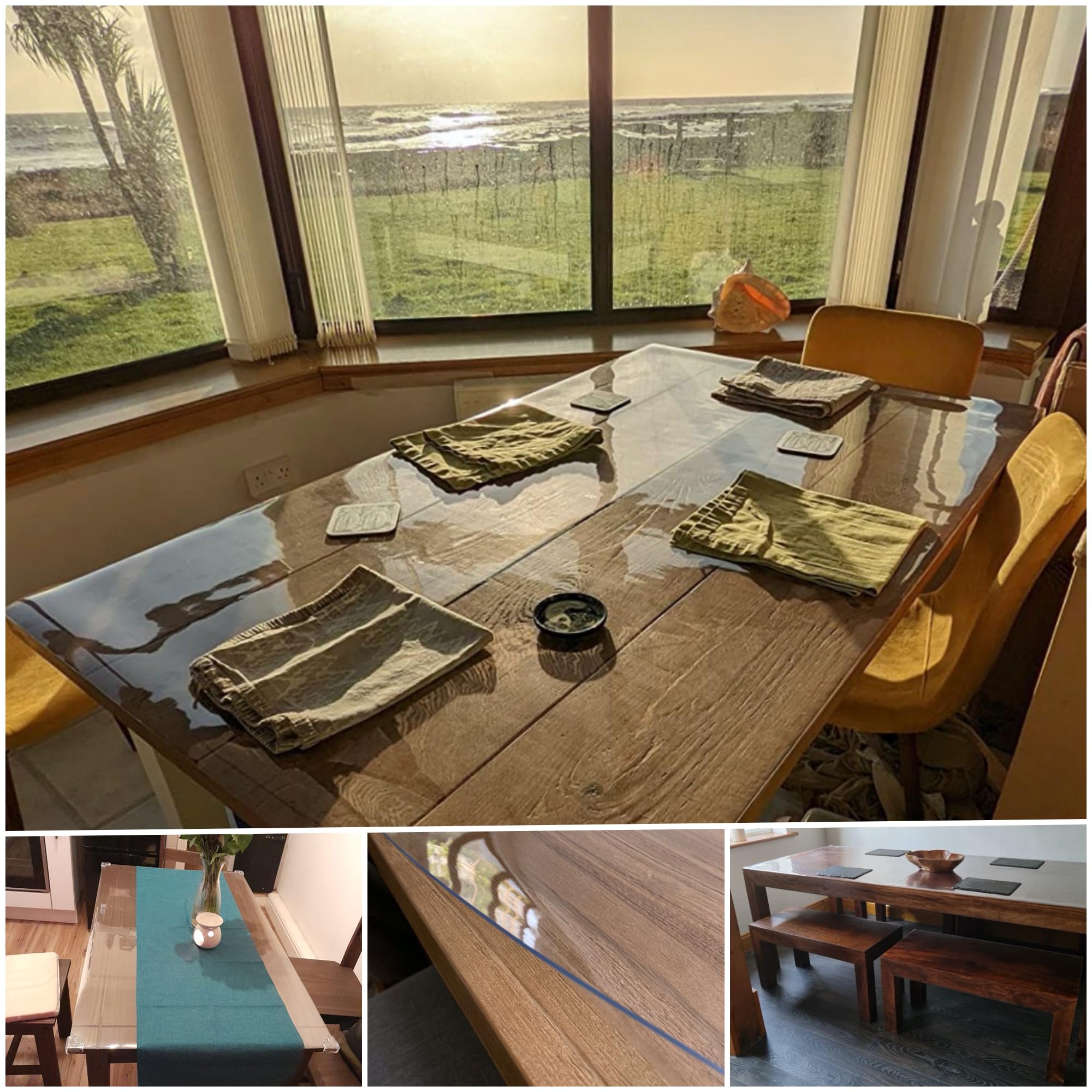 Toptablecloths PVC Table Protector Table Cover Transparent Waterproof Clear Plastic Tablecloth (Transparent 1.5 mm, 85x70 cm) โ image 1