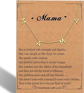 SKQIR Mama Necklaces For Women, Gold Plated Momma Mom Necklace,Pregnant Pregnancy Gifts For Expecting