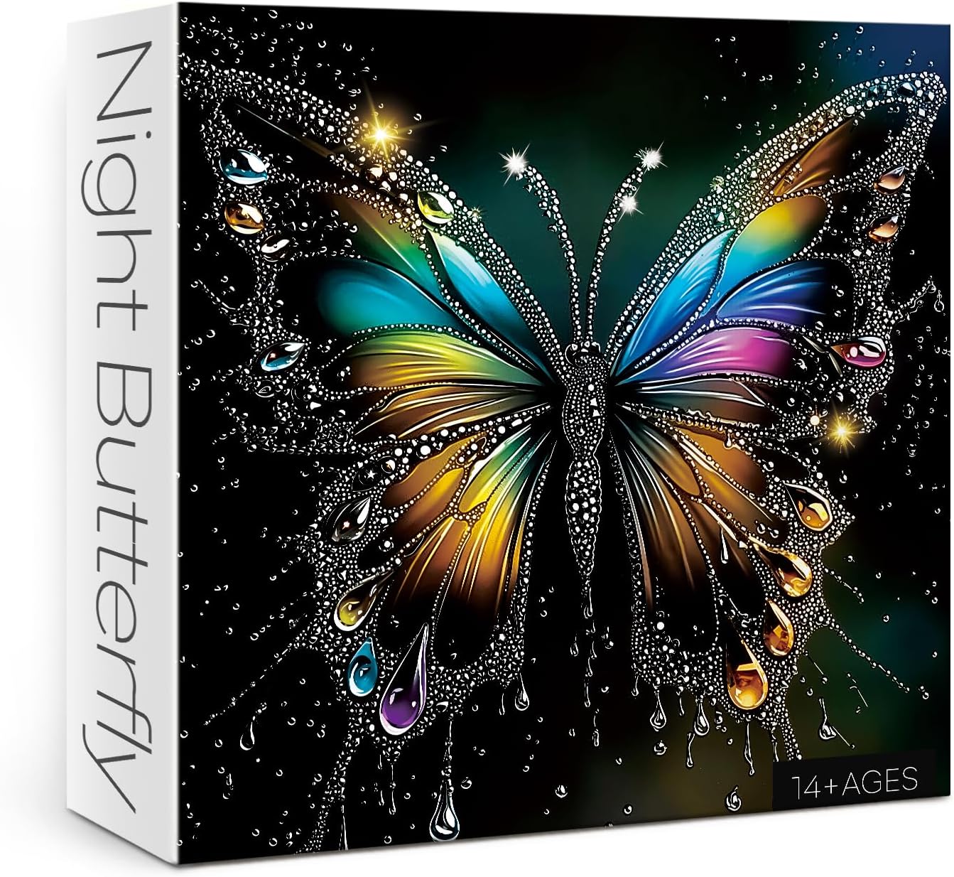 Rainbow Butterfly Puzzles for Adults 1000 Pieces, Gradient Pretty Diamond Animal Jigsaw Puzzle, Aesthetic Challenging Crystal Black Wings Puzzle