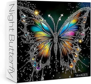 Rainbow Butterfly Puzzles for Adults 1000 Pieces, Gradient Pretty Diamond Animal Jigsaw Puzzle, Aesthetic Challenging Crystal Black Wings Puzzle