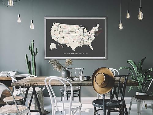Miniatura 9 de Mapa de pasadores de Estados Unidos de 24 x 17 pulgadas, póster de Estados Unidos para marcar tus aventuras en los Estados Unidos, regalo de