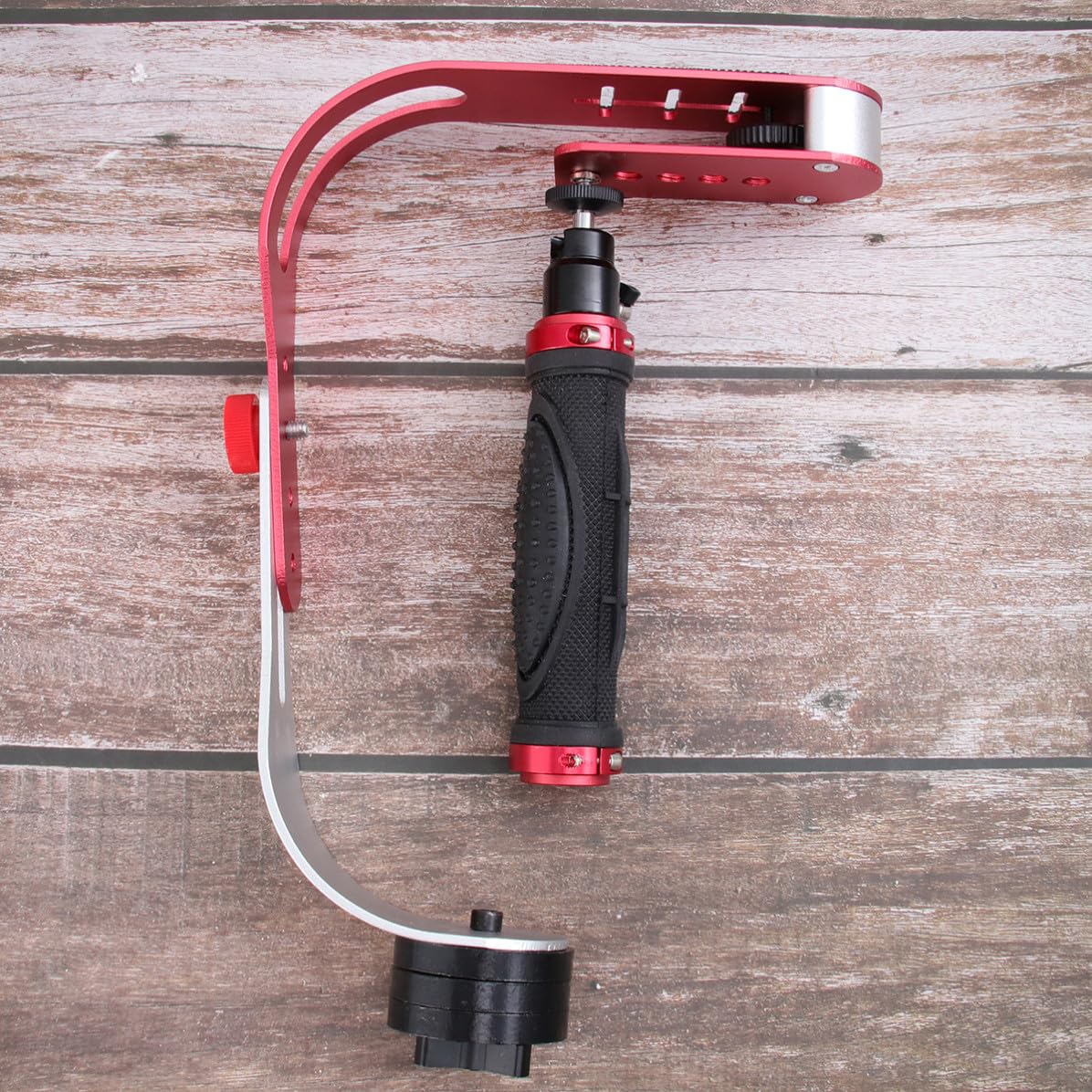 Stabilizzatore Manuale per Fotocamera Dslr Dv in Lega di Alluminio Rosso | Video a Basso Angolo e Selfie, Formato Portatile, Stabilità Elevata per Riprese Fluide
