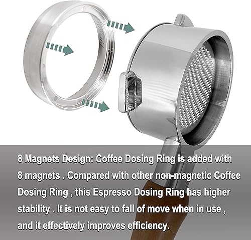 Miniatura 6 de NEOUZA Anillo de embudo dosificador de café expreso de acero inoxidable compatible con portafiltro para máquina de café para apisonamiento (2.008 in)