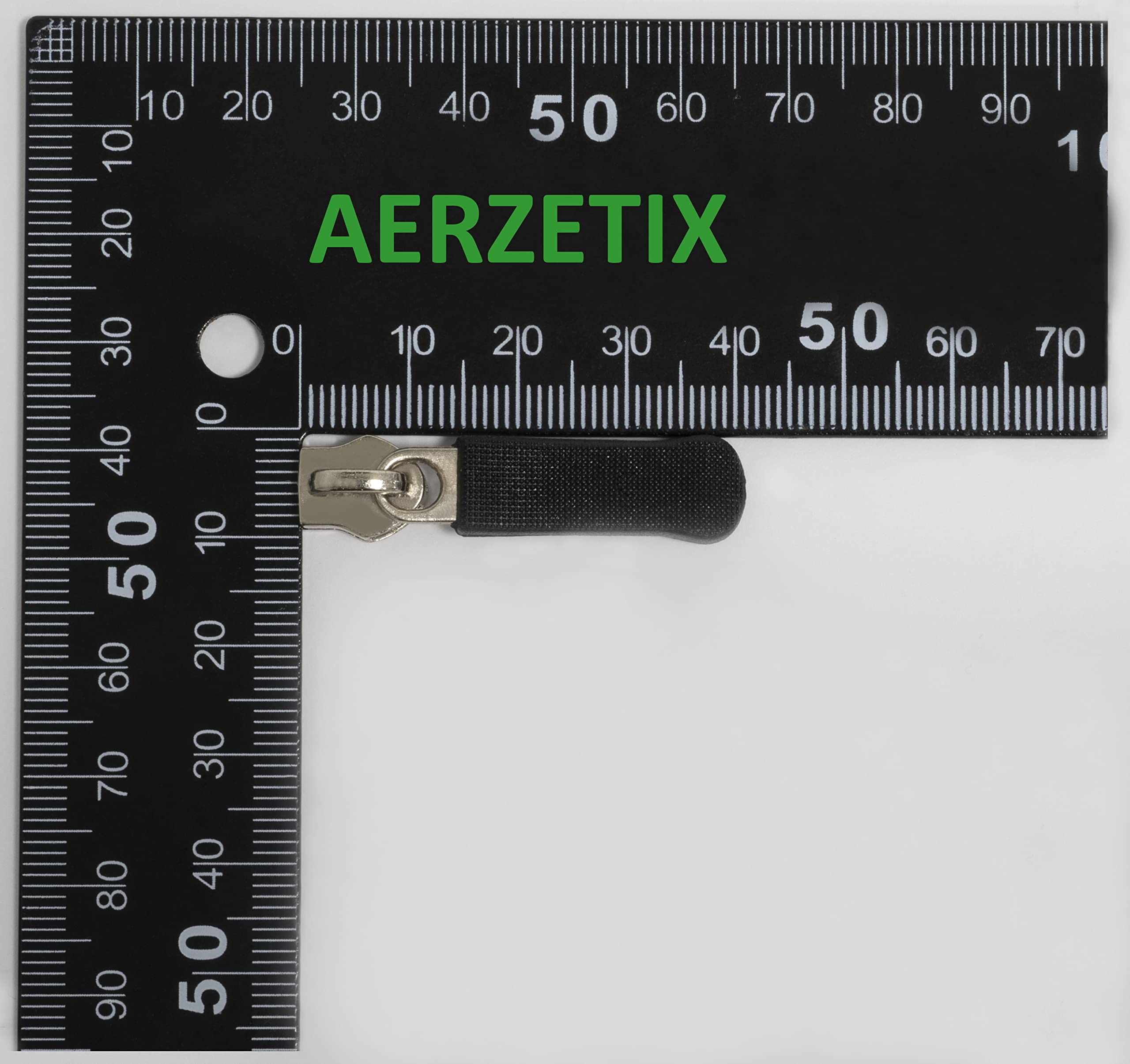 AERZETIX – Set Di 10 Cursori Per Cerniera N°5 Non Bloccabili, Con Tiretto In Gomma, Colore Argento/Nero