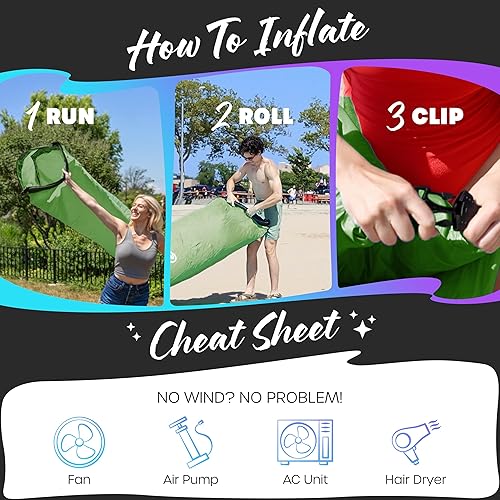 Miniatura 4 de Nevlers Tumbona inflable para sofá de aire, perfecta como silla de playa, sillas de camping, silla de descanso, incluye bolsa de viaje y bolsillos,