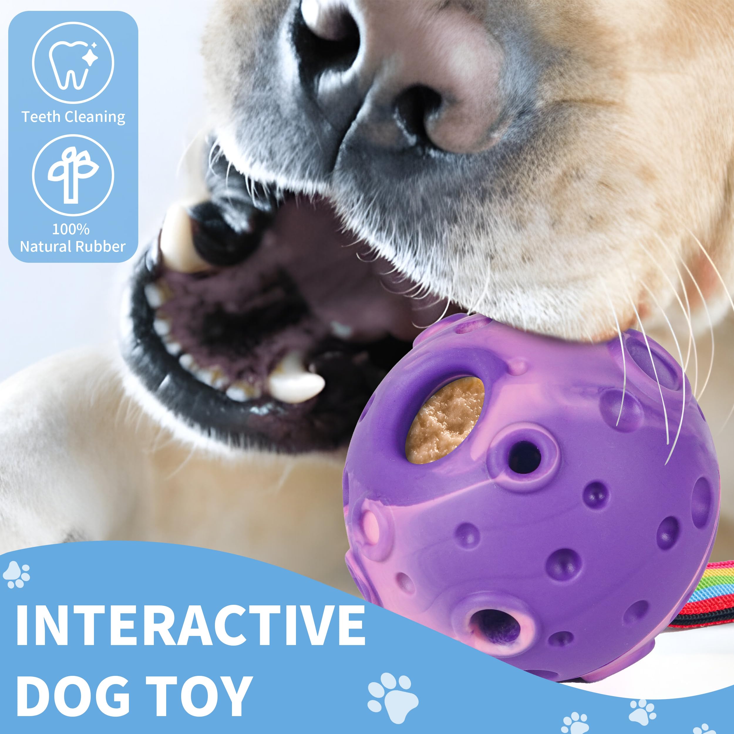 2 Pack Interactive Dog Toys, Treat Dispensing Dog Toys To Keep Them Busy, 2 In 1 Dog Toy Refillable Homemade Freezable Dog Food With Cleaning Brush, Reduces Anxiety Dog Chew Toy for Indoor and outdoor