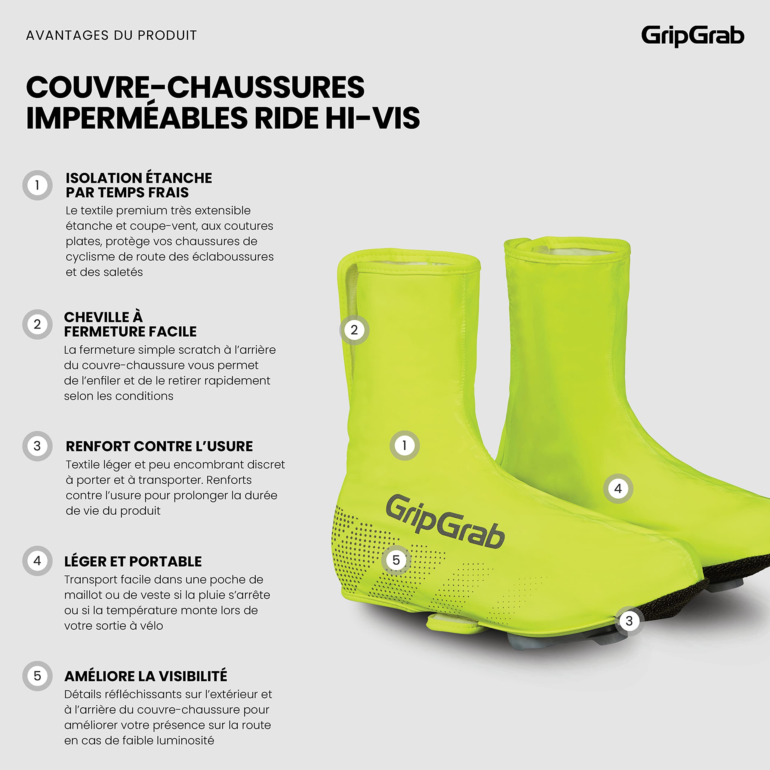 GripGrab Couvre-Chaussures Vélo de Route Imperméables Ride sur-Chaussures Cyclisme Vélo de Course Étanches