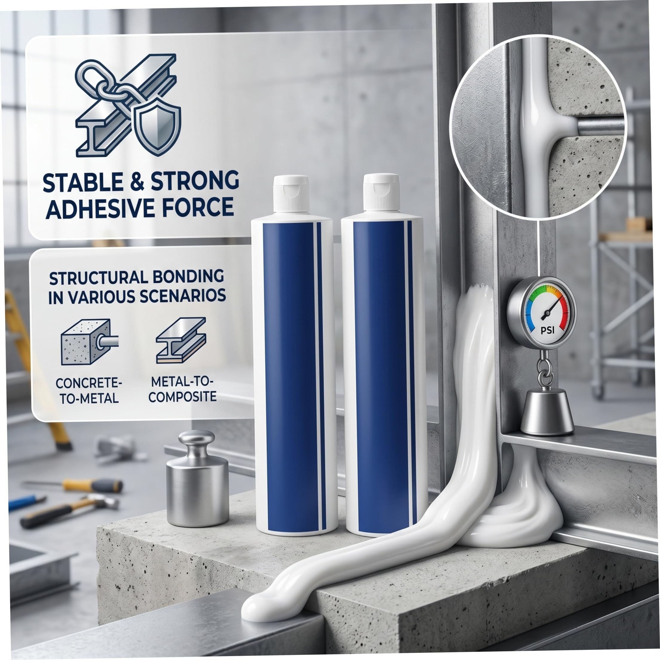 Mastic imperméable en Silicone, 2 pièces, tout usage, super-liaison structurelle pour toit et salle de bain, blanc