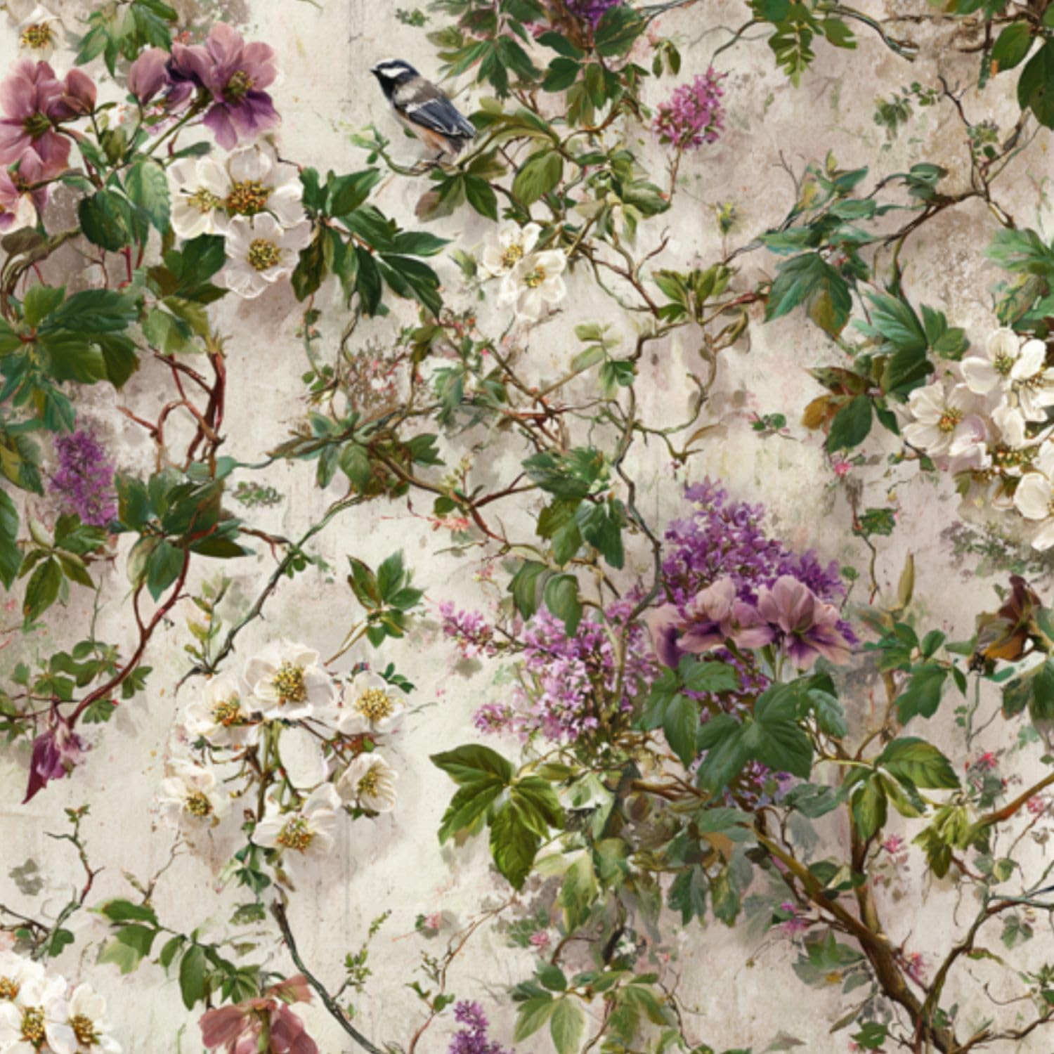 DERUINVAIO Self Adhesive Feature Removable Watercolor Floral Woodland Peel and Stick Vinyl Wallpaper Roll, Sticky Lining Paper for Bedroom, Living Room, Kitchen Walls