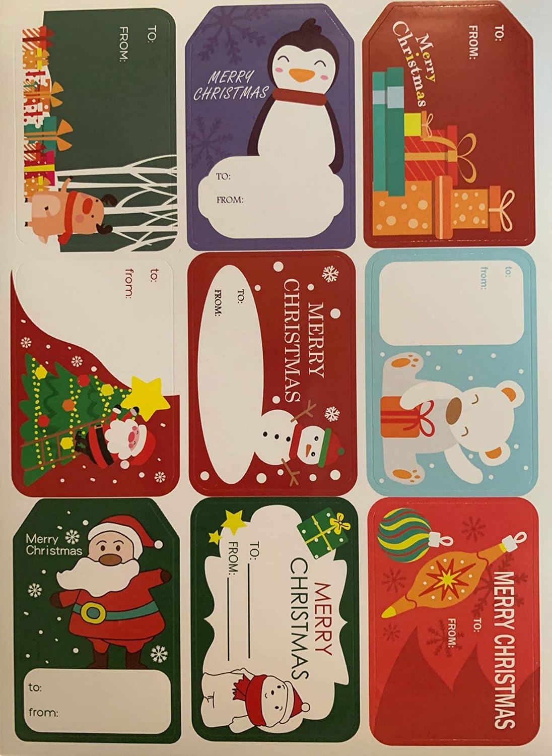 108 Individual Self Adhesive Peel Stick Stickers SennTech Assorted Christmas Gift Tag Labels : Health & Household