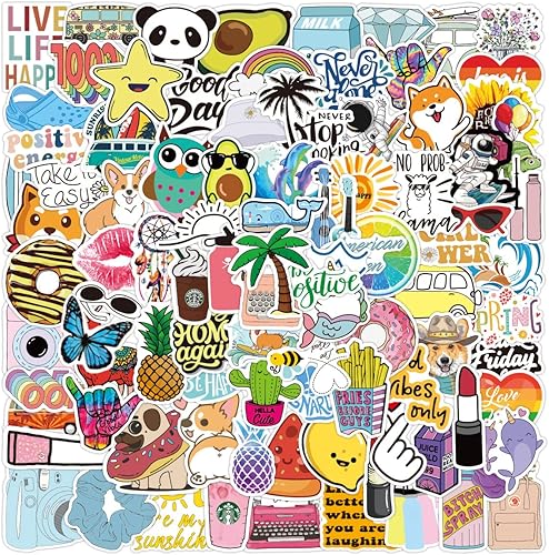 Miniatura 2 de Yelia 105 calcomanías para botellas de agua para adolescentes y niños, vinilo impermeable Vsco lindo adhesivo estético, Hydroflask Laptop Teléfono