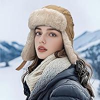 Vista 2 de CLAPE Men Winter Trapper Hat Warm Thick Trooper Hats with Ear Flaps Russian Ushanka Hat Hunting Ski Cap