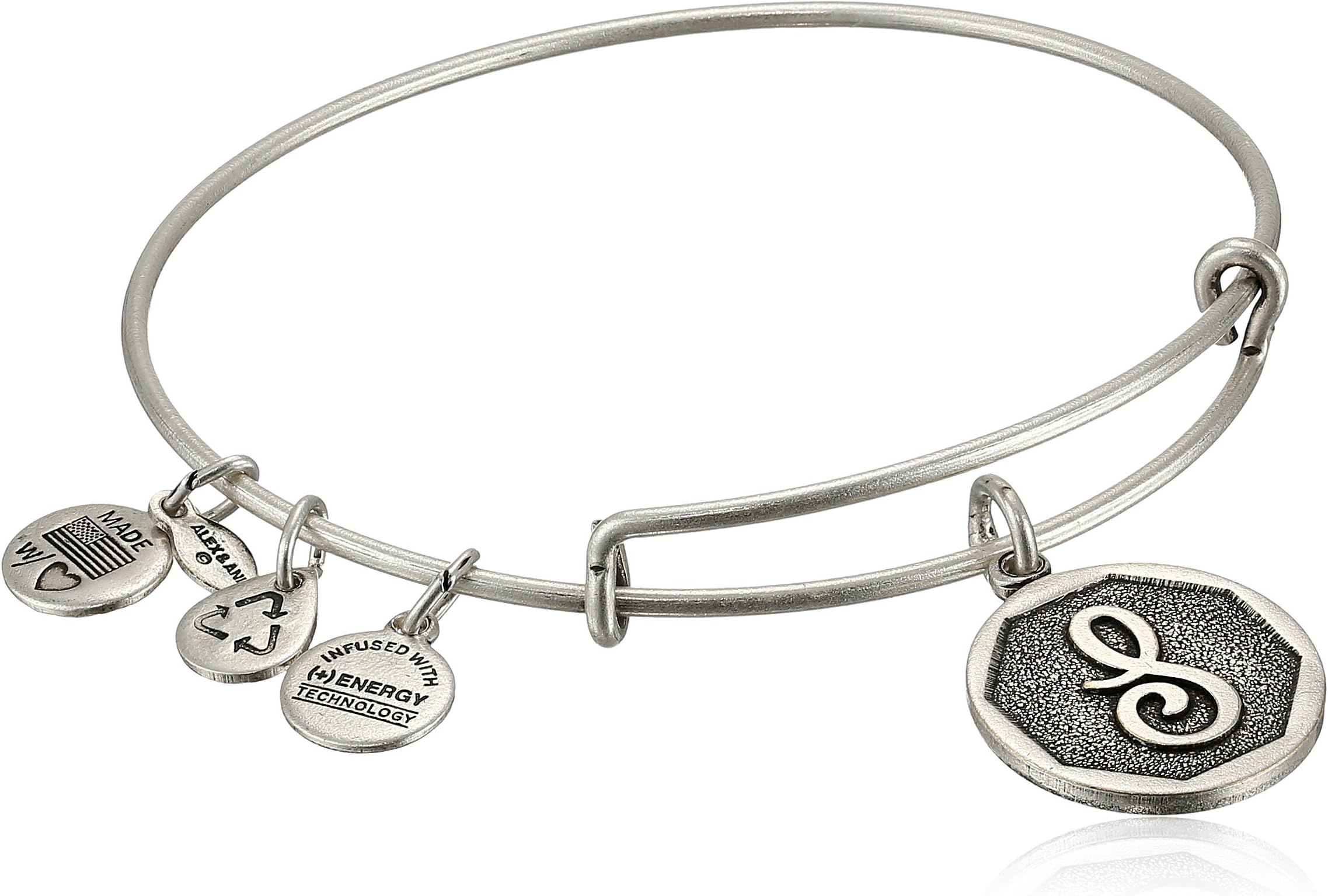 Alex and Ani Initial Expandable Wire Bangle Bracelet, 2.5"