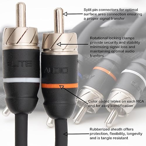 Miniatura 3 de Elite Audio EA-PRMY2M - Adaptador en Y RCA de cobre sin oxígeno de 2 Ch de alta calidad, 1.5 pies, par trenzado macho a hembra con reducción de ruido