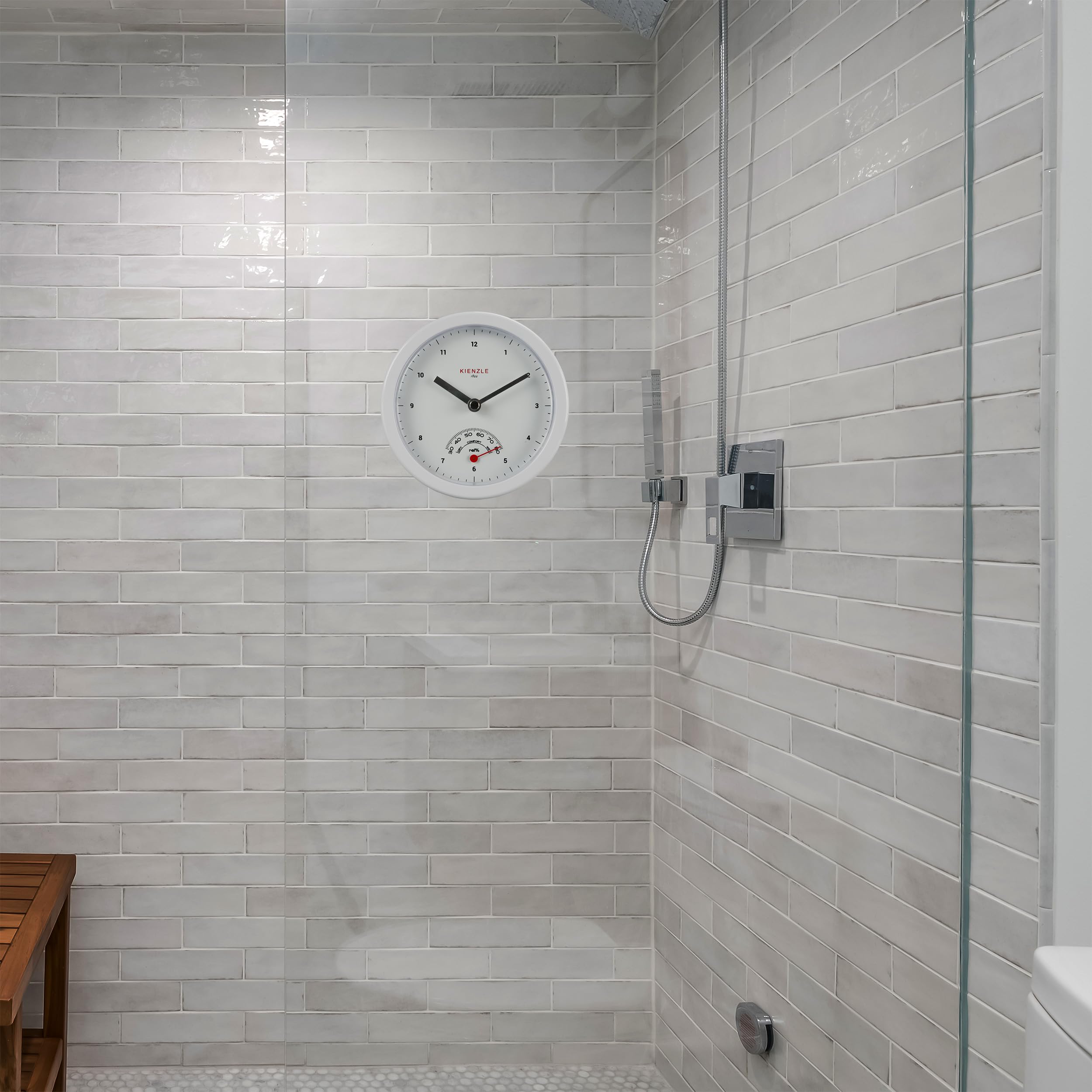 Kienzle Orologio da bagno con movimento al quarzo, igrometro, con ventose resistenti agli spruzzi