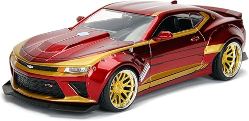 Miniatura 4 de Jada Toys Marvel Iron Man y Chevy Camaro 2016 coche fundido a presión, vehículo a escala de 1:24 y figura de metal de colección de 2.75 pulgadas