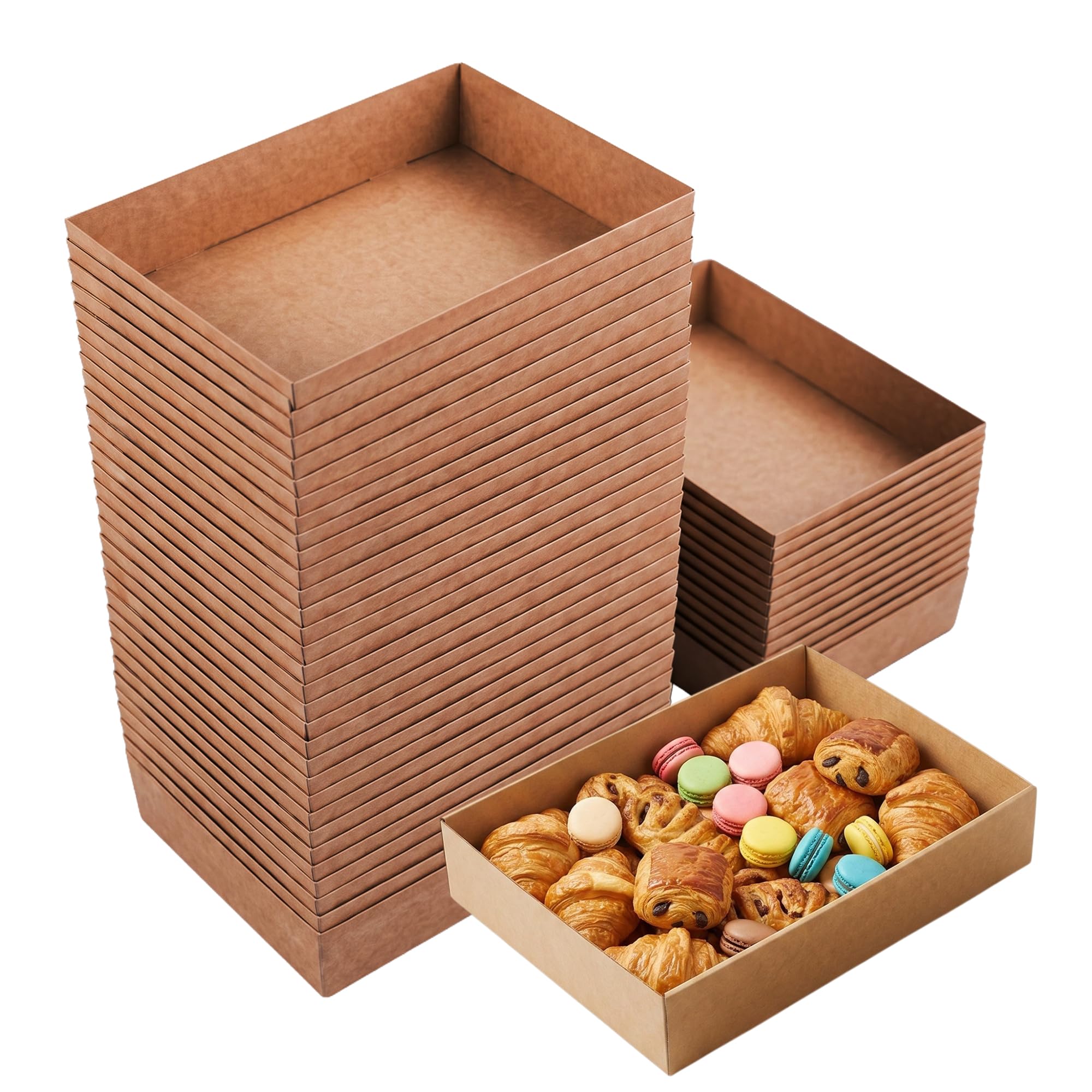 Chef Royale Brown 1-Pack Bakery Boxes Without Window Lids, Medium Cookie Boxes, Cardboard Treat Packaging For Pastries, Donuts, Macarons, Cakes, And Chocolate Covered Strawberries
