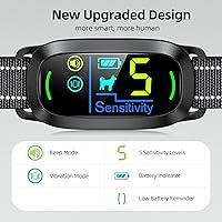 Vista 2 de Dog Bark Collar for Large Medium Small Dogs, Rechargeable Smart Bark Collar, Anti Barking Training Collar with 5 Adjustable Sensitivity Beep Black