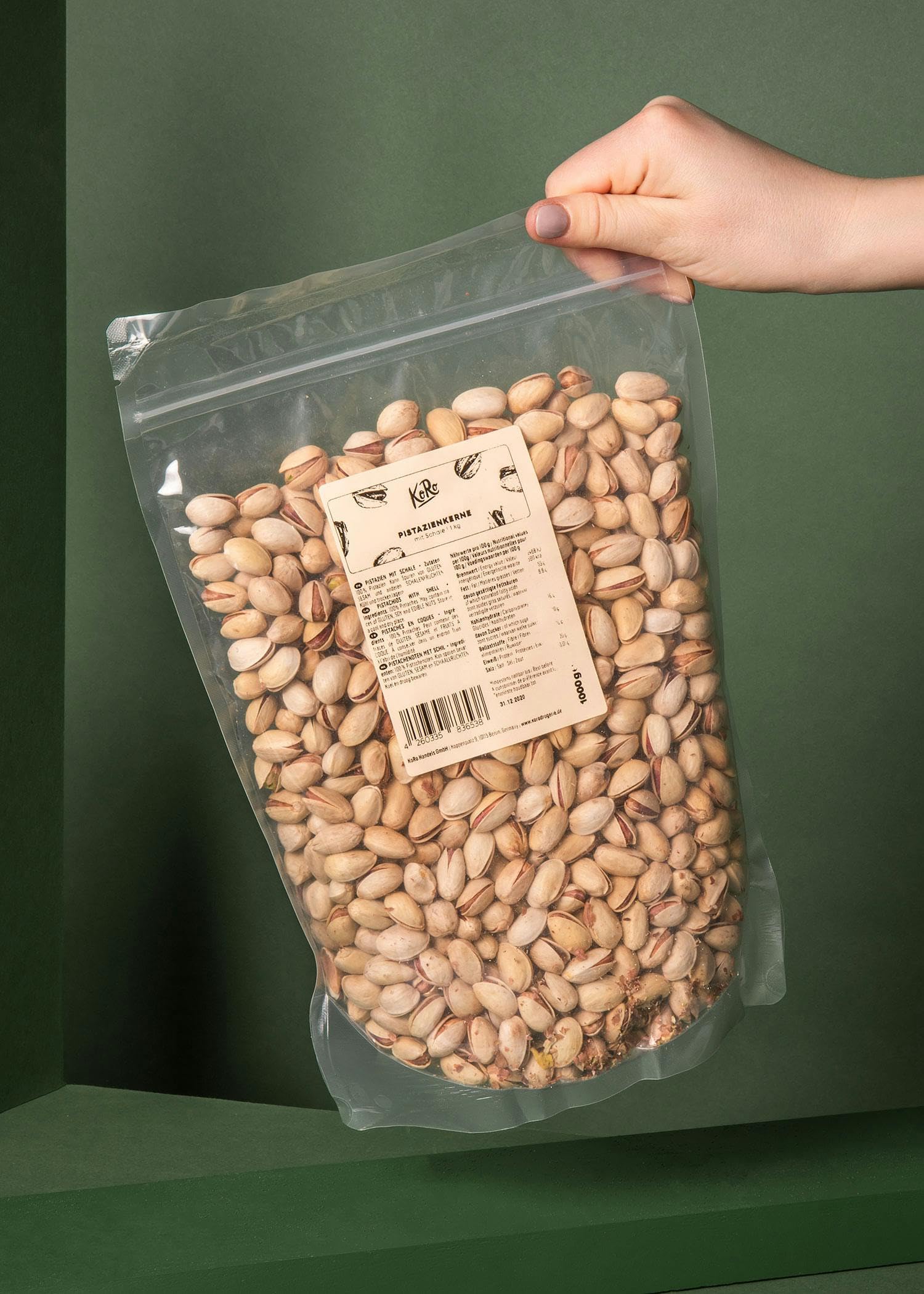 KoRo - Pistacchi con guscio 1 kg - Pistacchi non trattati senza additivi in confezione di maxi formato