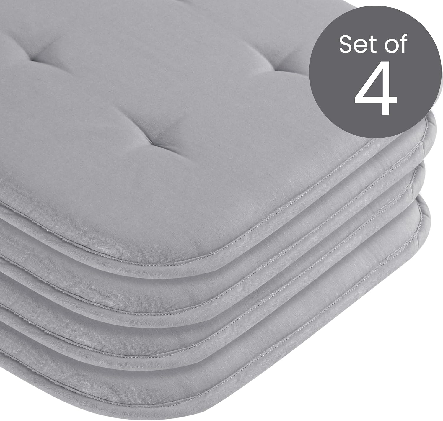 Cotton Clinic Chair Cushion Memory Foam Pads Set of 4 - Non-Slip U-Shaped 15x16 inches Chair Cushions for Dining Room, Kitchen, Office Use, Computer Desk Seat Pad Cushion - Light Grey