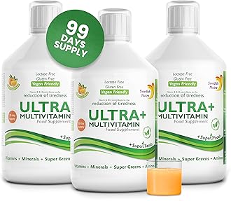 Liquid Vegan Ultraplus Multivitamin - 3 Packs of 500ml, 99 Day Supply I Immune Boost I 60+ Vitamins and Mineral I Higher Absorption Rate