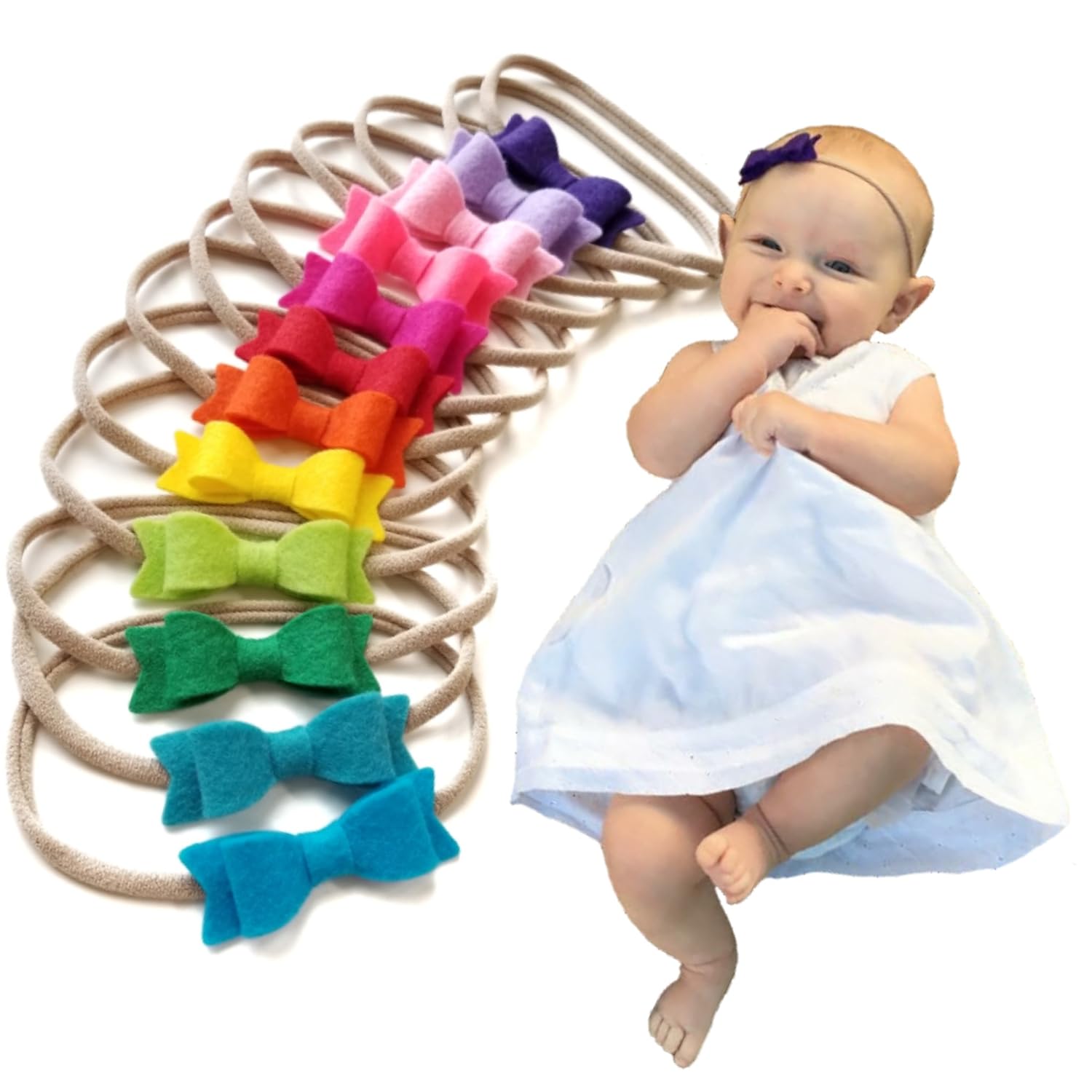 Baby bows and headbands - Newborn to toddler - Rainbow colors