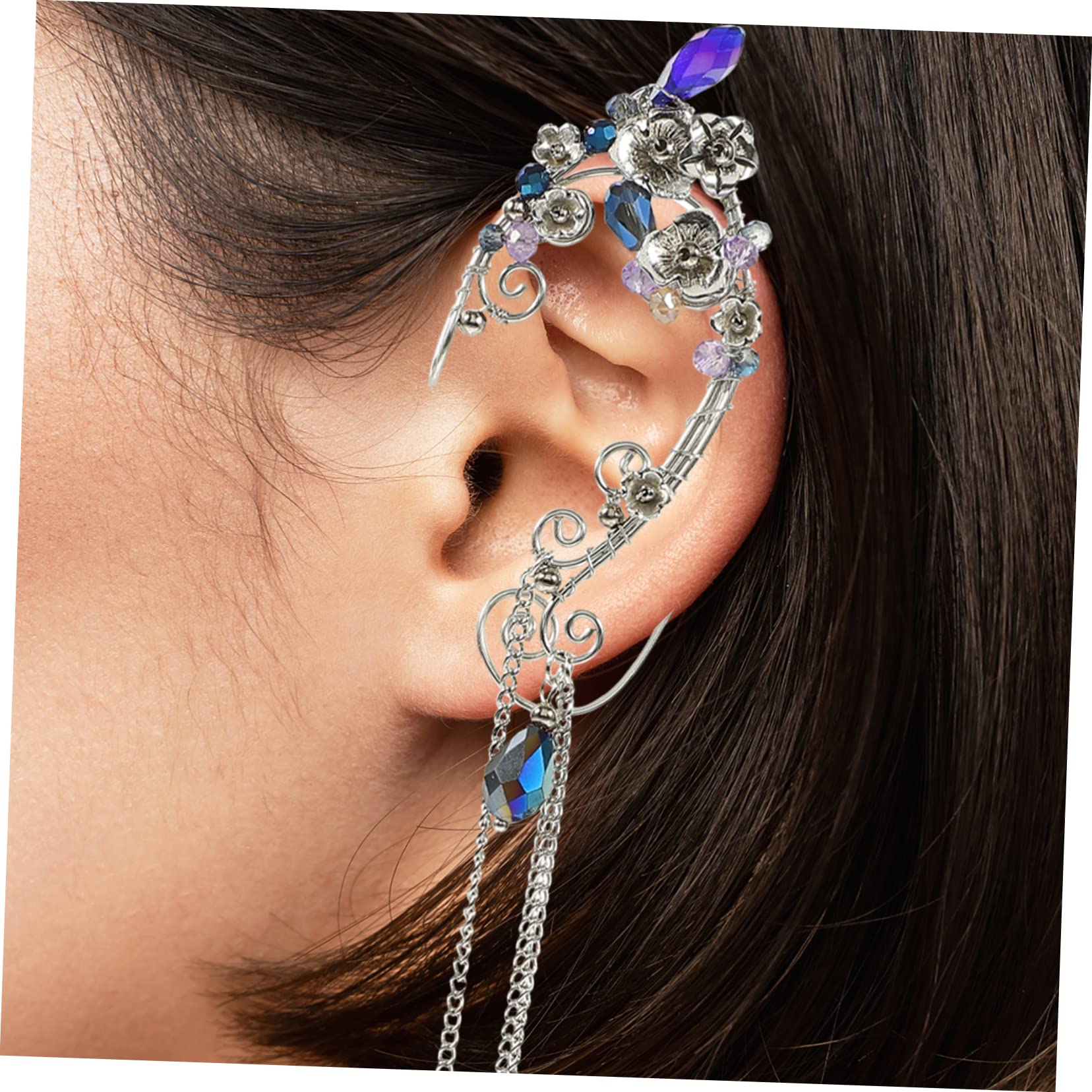 Clip per orecchie da elfo graziosi orecchini per le donne polsino con ala di perle earrings for women bow earrings polsino dell'orecchio per le donne orecchio da elfo lega