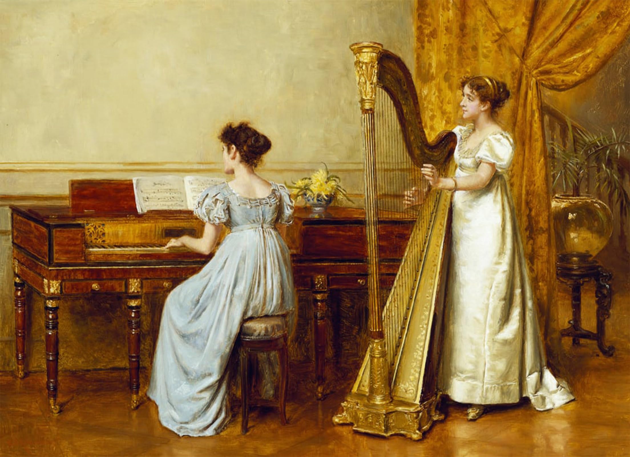 ARTXLXXBN Famous Art Print Poster Vintage Wall Art the Music Room by George Goodwin Kilburne Canvas Art Poster for Home Decor 60x90cm