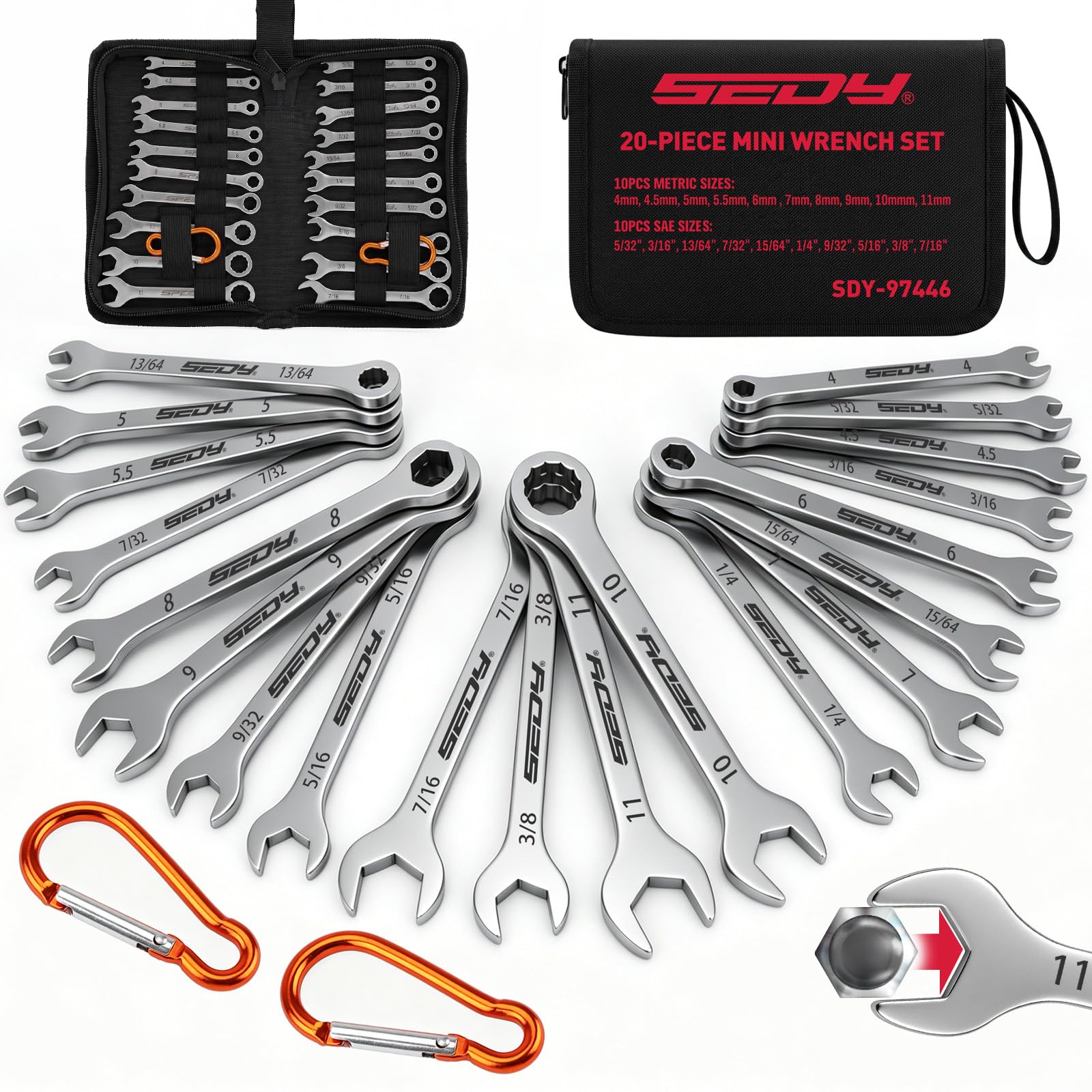 mi☆ Premium Midget Wrench Set - 22-Piece Mini Combination Wrench Set