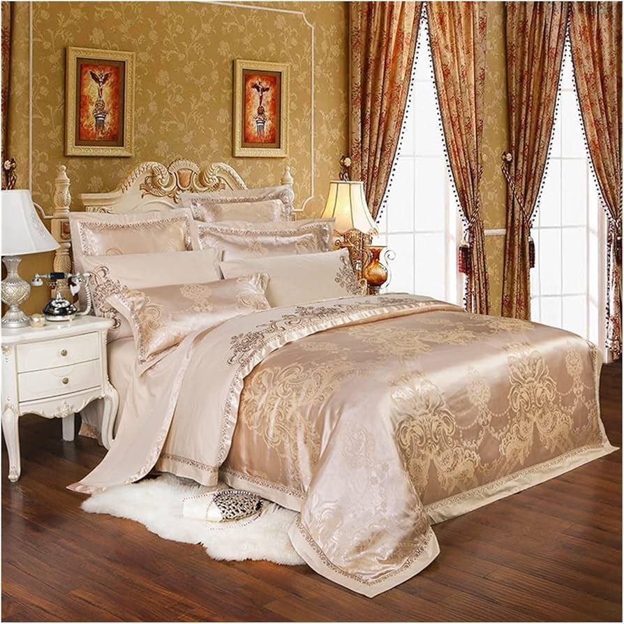 シルクベットカバーセット　クィーンサイズ Amazon｜シルクサテンジャカード布団カバー寝具セットクイーンキング