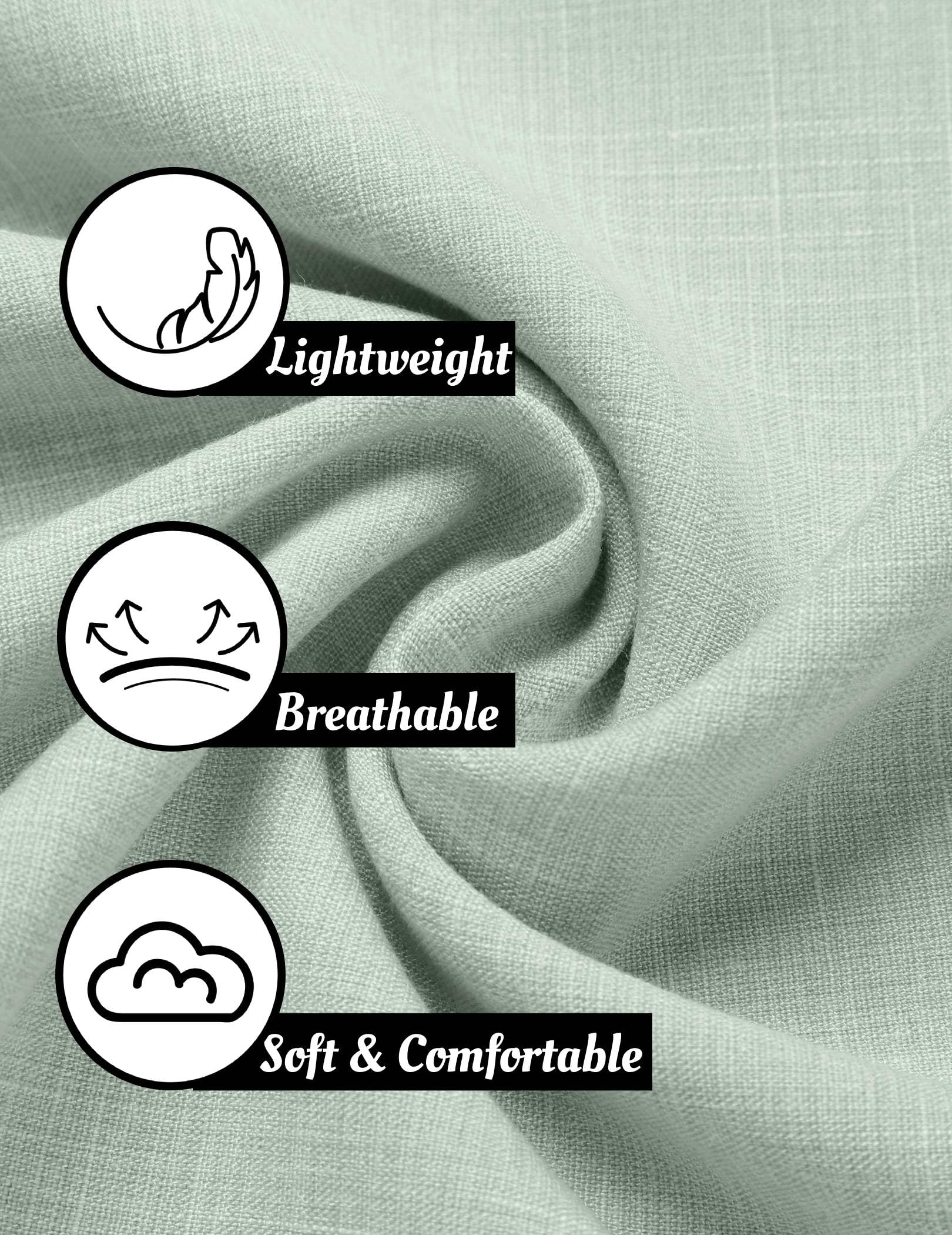 COOFANDY Men's Linen Shirts Short Sleeve Casual Shirts Button Down Shirt for Men Beach Summer Wedding Shirt - 5