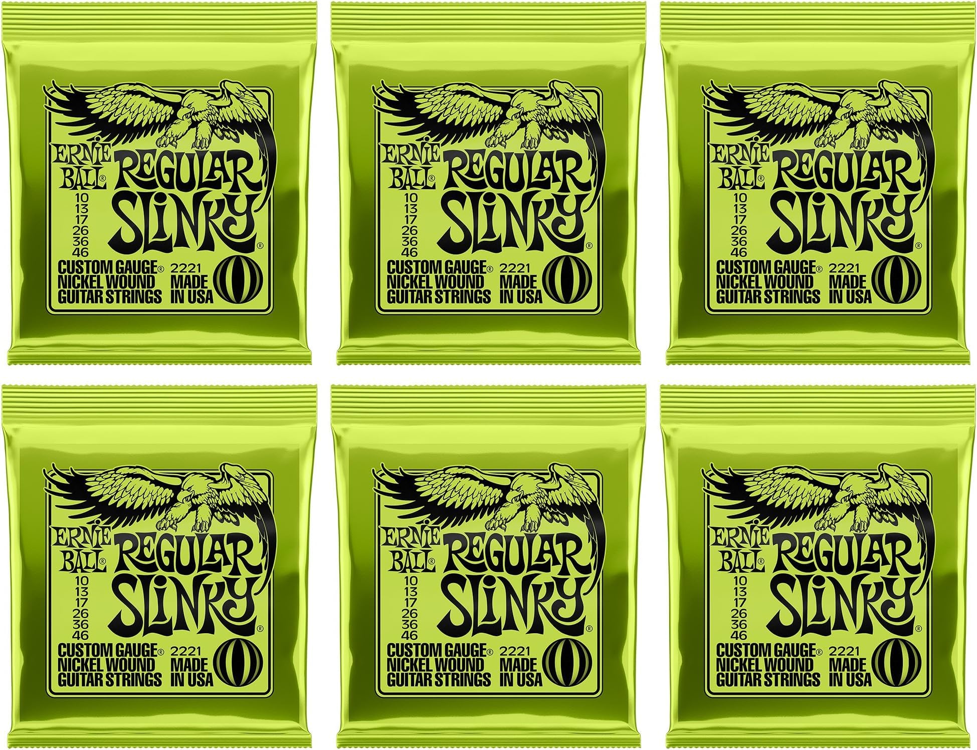 Ernie Ball Regular Slinky Nickel Wound Electric Guitar Strings - 10-46 Gauge (Pack of 60)