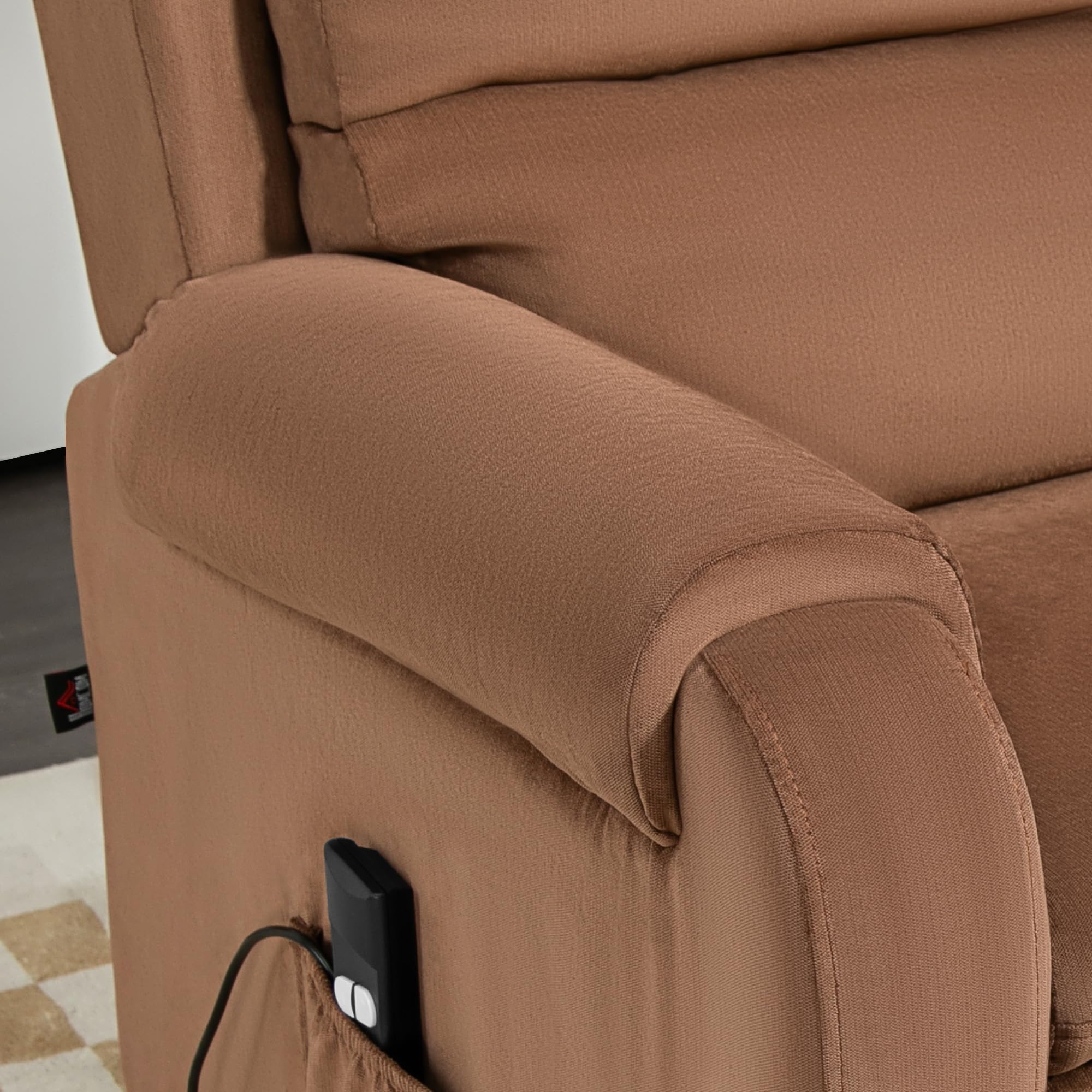 HOMCOM Poltrona Elettrica Alzapersona Reclinabile 160°, Poltrona Relax Elettrica in Velluto con Telecomando, Poggiapiedi e Tasche Laterali, Marrone Scuro
