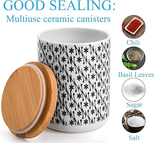 Miniatura 4 de Yesland Paquete de 3 recipientes de cocina de cerámica para almacenamiento de alimentos, juego de recipientes redondos de 24 onzas líquidas,