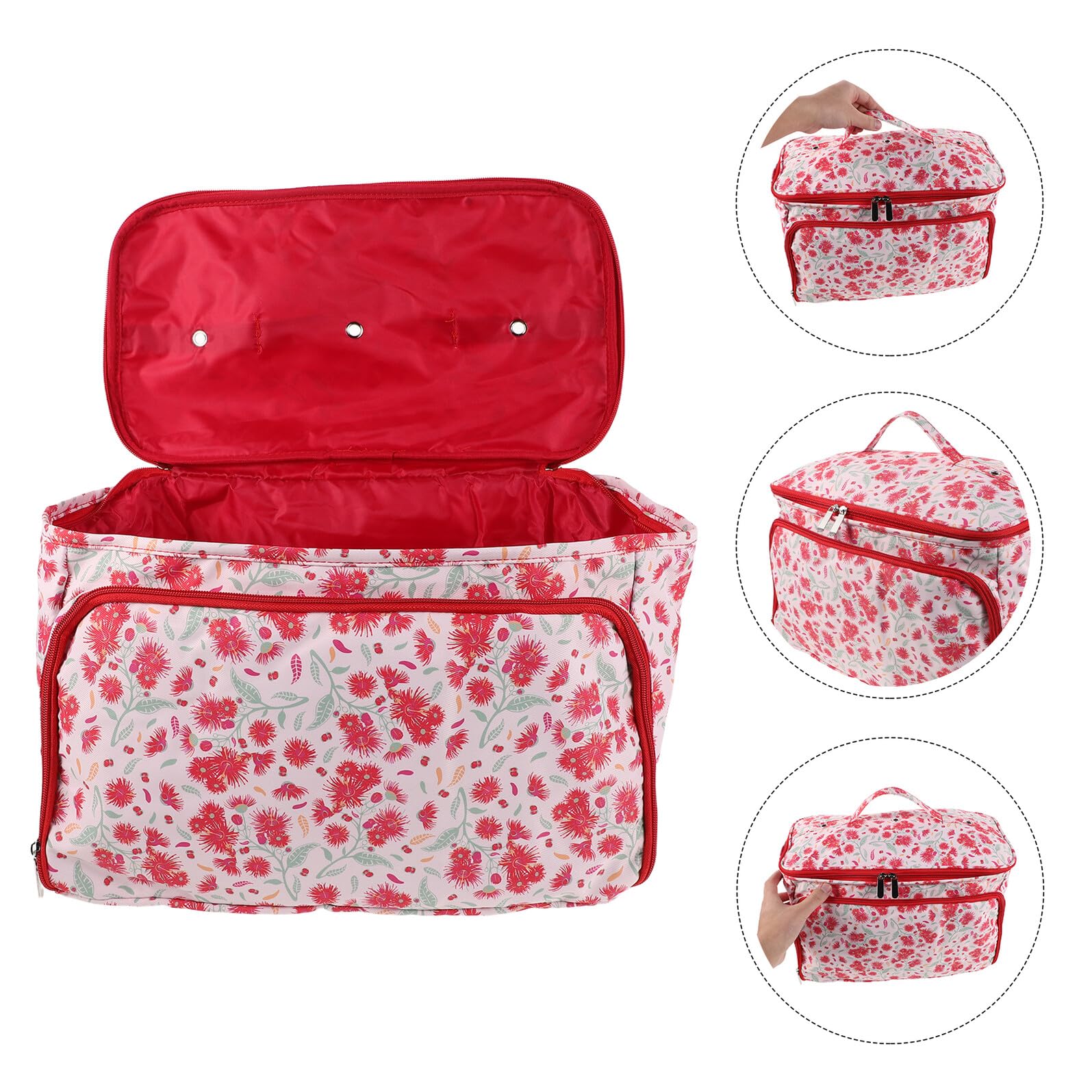 Aufbewahrungstasche für Strickgarn Häkelnadeln Wetterfeste Outdoor Garnbox mit Pusteblumenstickerei Geräumig Handlich Rot mit Trageschlaufe Häkel Organizer für Reisen