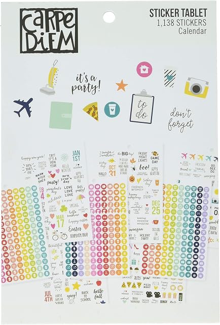 Carpe Diem A5 Planner Sticker Tablet-Calendar, 1138/Pkg