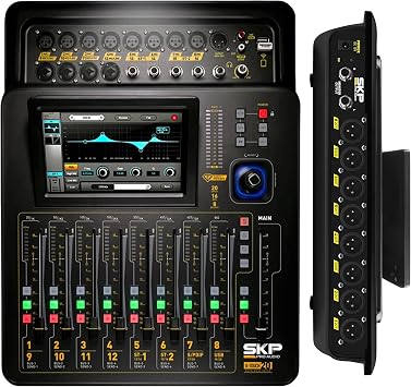 SKP PRO AUDIO D-TOUCH 20-Channel Digital Audio Mixer Touchscreen Console with Motorized Faders, USB, WiFi Remote, DSP FX Studio, DJ, Live Sound, Streaming & Professional Audio Interface - 20 CH