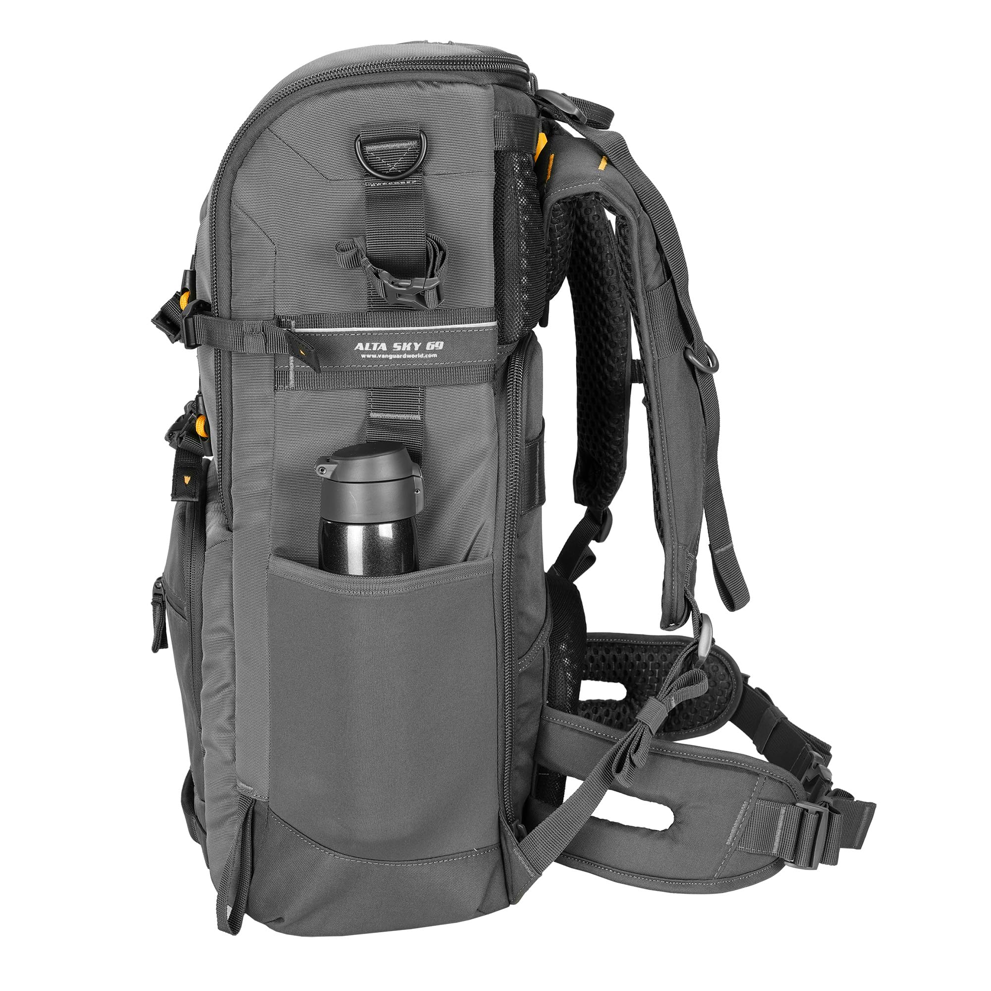 VANGUARD Alta Sky 69 Rucksack, 49 Liter, für bis zu 1200 mm Objektiv und zusätzliche Objektive, Grau
