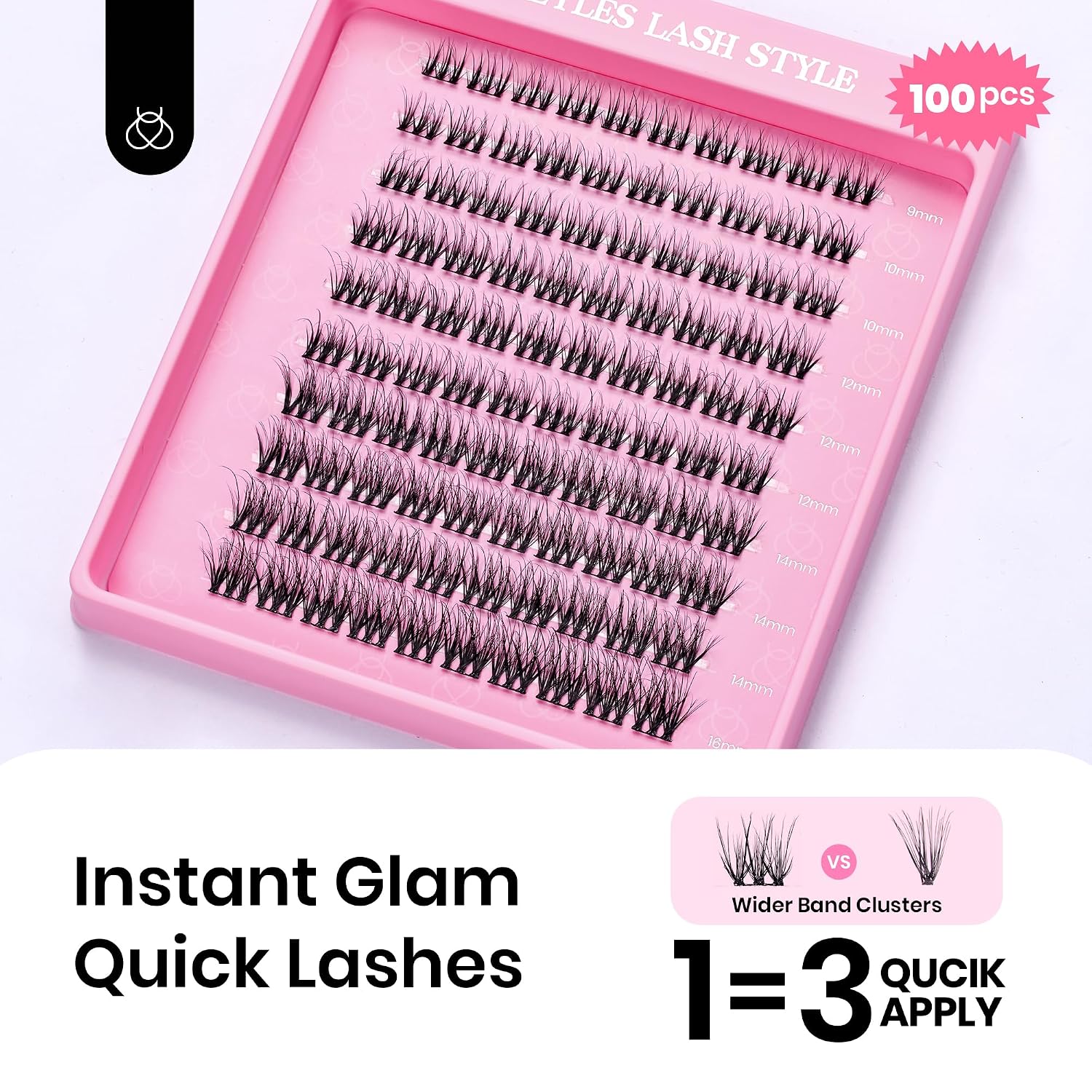 Beetles Lash Clusters Kit Dramatic Fluffy Lash Extension Kit 100 Pcs CC Curl 9-16mm False Eyelash Extension Set with 2-in-1 Bond and Seal Remover Brush Tweezers Eyelash Clusters Tempt KVT082