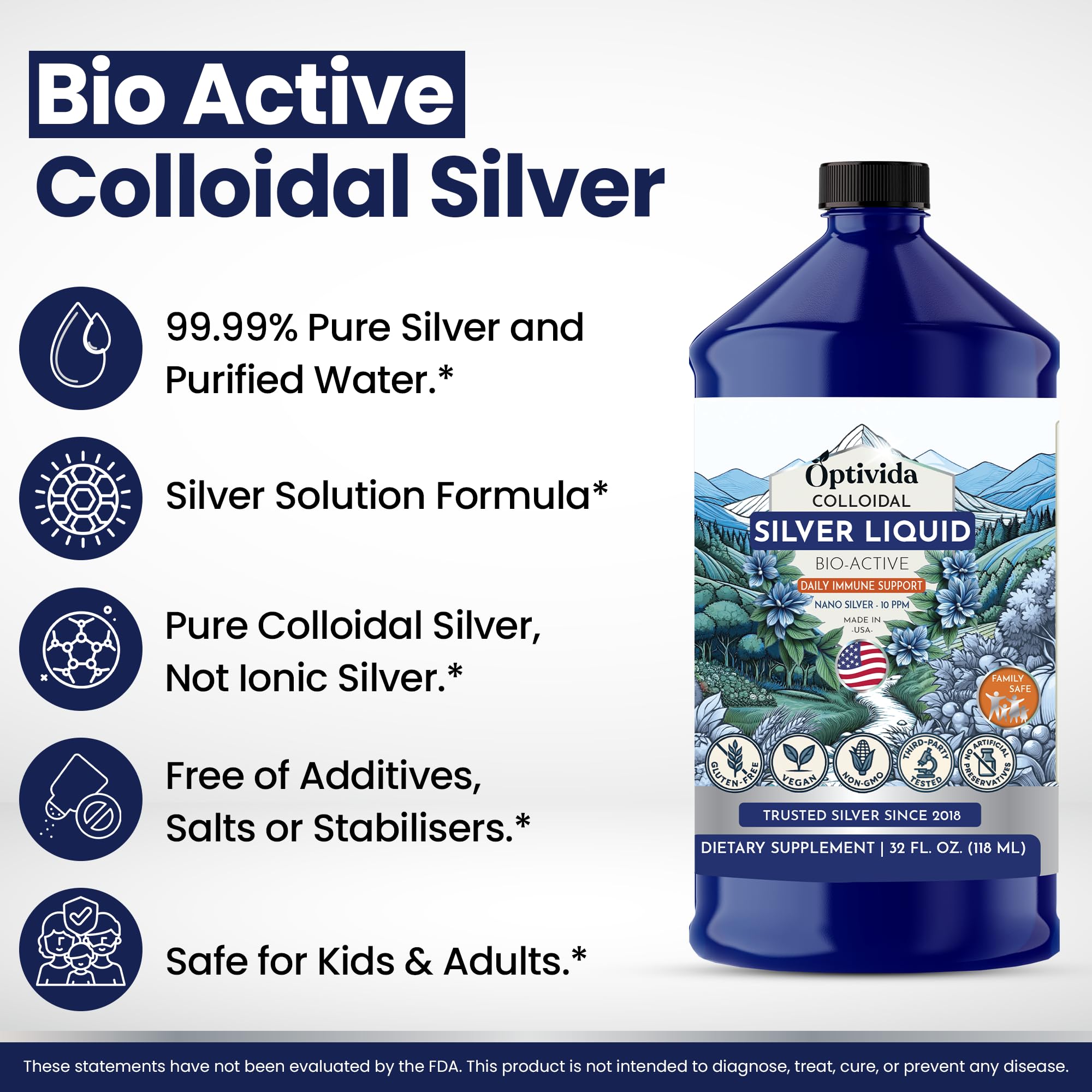 Colloidal Silver Liquid 10 PPM, Nano Silver Hydrosol Liquid Water - 32 oz — Amazon image 5