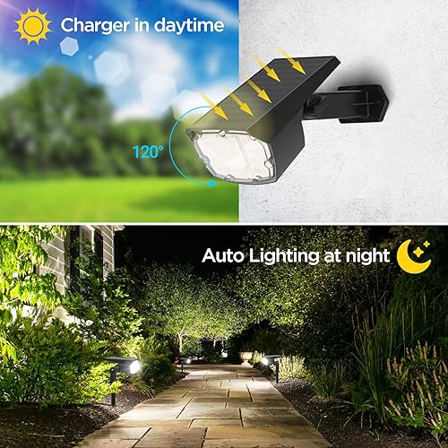 Miniatura 6 de ropelux Focos solares para exteriores, luces solares para exteriores del anochecer al amanecer con 2 modos de iluminación de pared de paisaje, luz