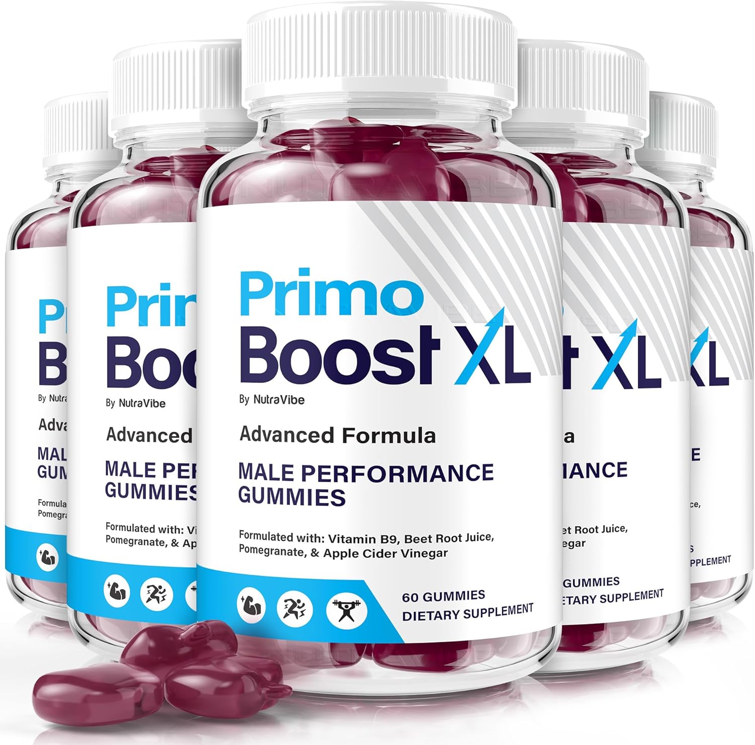 (5 Pack) Primo Boost XL Gummies, Official PrimoBoost XL Performance Gummy | Great-Tasting Chewable Supplement for Lasting Stamina & Energy | Non-Habit Forming, Easy-To-Chew PrimoBoostXL (300 Gummies)