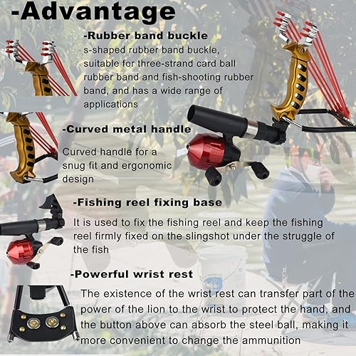 Miniatura 5 de Slingshot,Wrist Support Rocket Fishing and Hunting,Dual Purpose Slingshot for Hunting Hand Oro izquierdo.