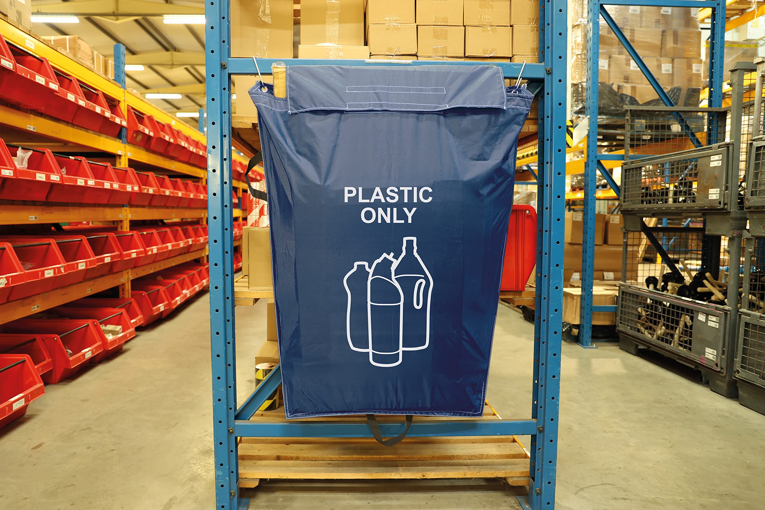 Industrial Racking Sack Waste Recycling Bag (160L) | Heavy Duty Waterproof Warehouse Disposal Sack | Plastic Waste Organiser for Pallet Racking Ends
