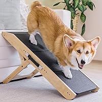PriorPet 2-in-1 Adjustable Dog Ramp for Couch & Bed - Non-Slip Birchwood Pet Steps, 7-20in Height, 200lbs Capacity